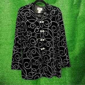 Black and silver long sleeve party jacket blazer vintage JBS Ltd large